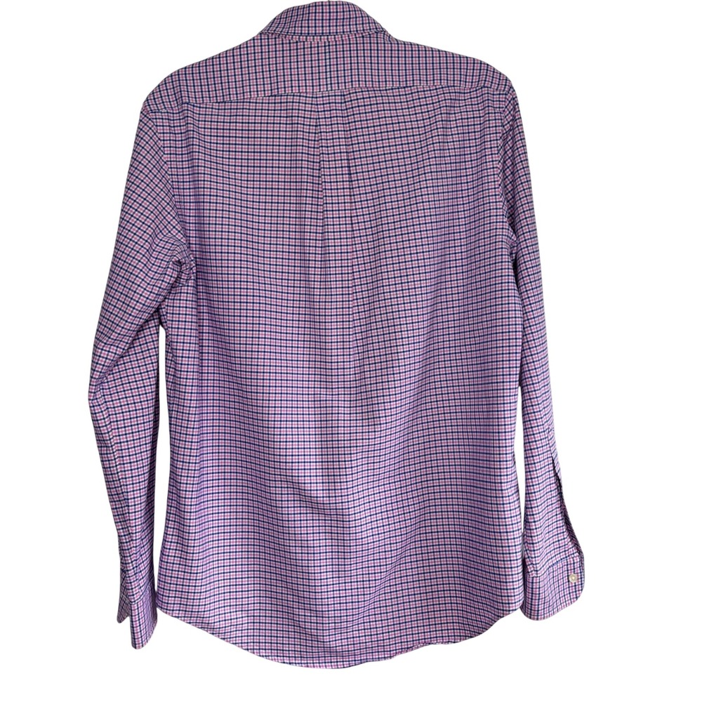 Polo Ralph Lauren Mens Slim Fit Gingham Button Down Shirt Pink Navy Blue Small - Picture 2 of 3
